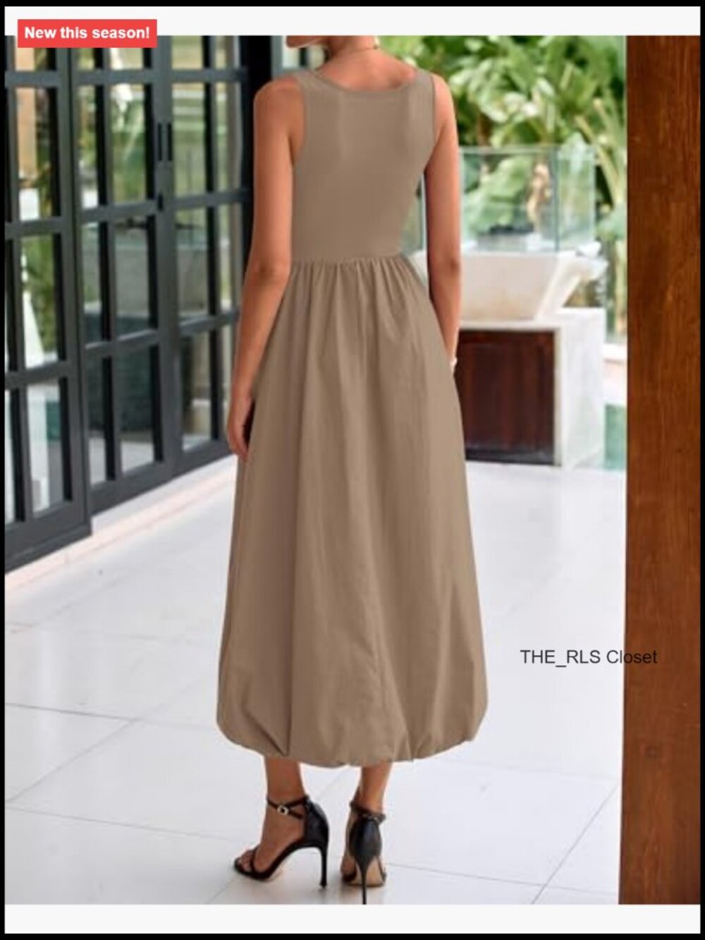 Sleeveless Patchwork Knit Tank Midi Dress with Pockets - Picture 3 of 7